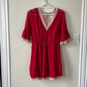 Red lacy chiffon sleepwear